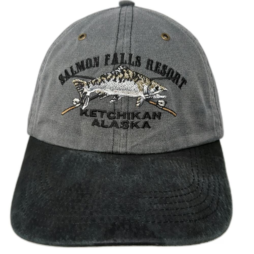 Cameo Baseball Cap Gray One Size Salmon Falls Resort Ketchikan Alaska Fishing